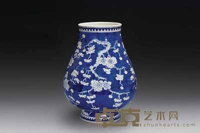 清康熙 青花冰梅纹琵琶尊 30cm